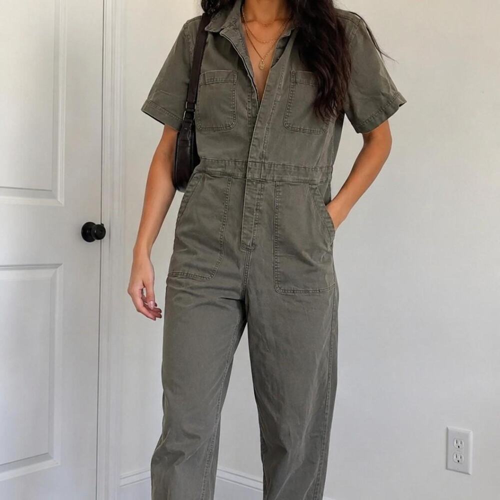 Altar'd State Green khaki jumpsuit